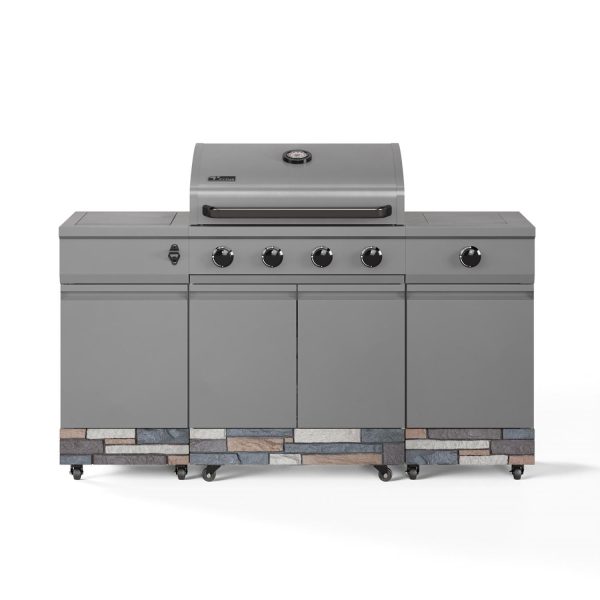 TYTUS Fresno Series Gunmetal Gray & Ash Stacked Stone Propane Grill Island - TDT-021-0104