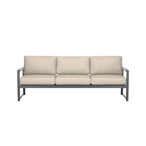 Avenue Bay 3 Person Aluminum Sofa in Slate/Canvas Flax by Lakeview Outdoor Designs