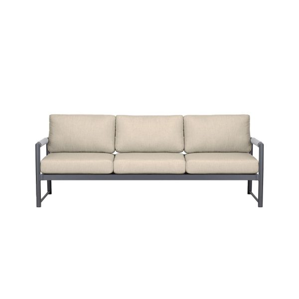 Avenue Bay 3 Person Aluminum Sofa in Slate/Canvas Flax by Lakeview Outdoor Designs