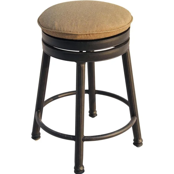 Classic Cast Aluminum Round Backless Counter Height Bar Stool in Antique Bronze/Sesame by Darlee