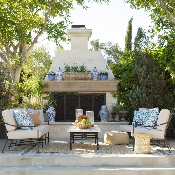 Provence 3 Pc Wrought Iron Sofa Seating Set in Century Pewter/Canvas Flax by Sunset West