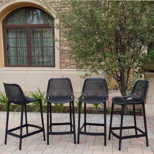 All Space Polyresin 4 Pc Set Armless Counter Height Bar Stool Set in Noir/ by Darlee