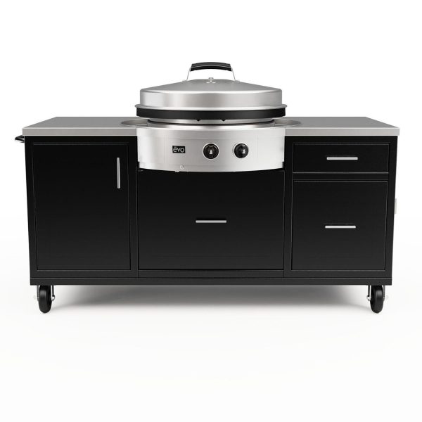 EVO Onyx Grill Cart W/Affinity 30G Flattop Natural Gas Griddle and Non-Stick Ceramic Clad Coating - 10-0055-NG