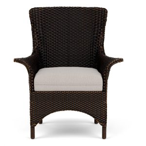 Mandalay Wicker Dining Arm Chair in Mink/Remy Cloud By Lloyd Flanders