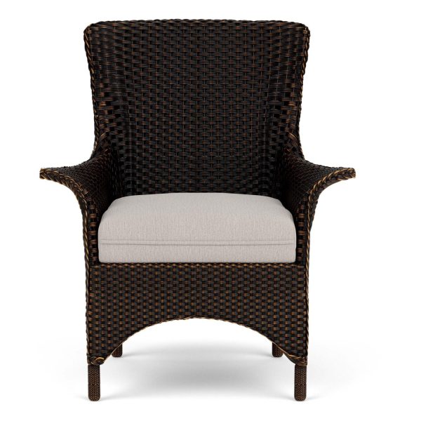 Mandalay Wicker Dining Arm Chair in Mink/Remy Cloud By Lloyd Flanders