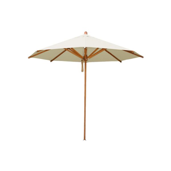 Bambrella 8.5 Ft. Octagonal Bamboo Levante Market Umbrella Set w/ in-ground Mount in Ecru