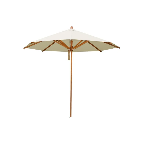 Bambrella 8.5 Ft. Octagonal Bamboo Levante Market Umbrella Set w/ 66 Lb. Through The Table Base in Ecru