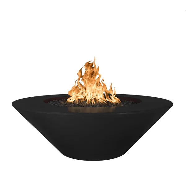 Cazo 48 Inch Round GFRC Natural Gas Fire Pit in Black by The Outdoor Plus
