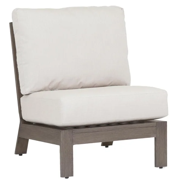 Laguna Aluminum Sectional Armless Club Chair in Driftwood/Canvas Flax by Sunset West