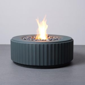 TerraFlame 40 Inch Round Concrete Ethanol Fire Pit in Gray by TerraFlame
