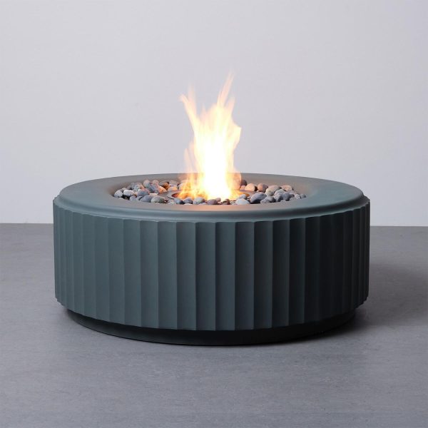 TerraFlame 40 Inch Round Concrete Ethanol Fire Pit in Gray by TerraFlame