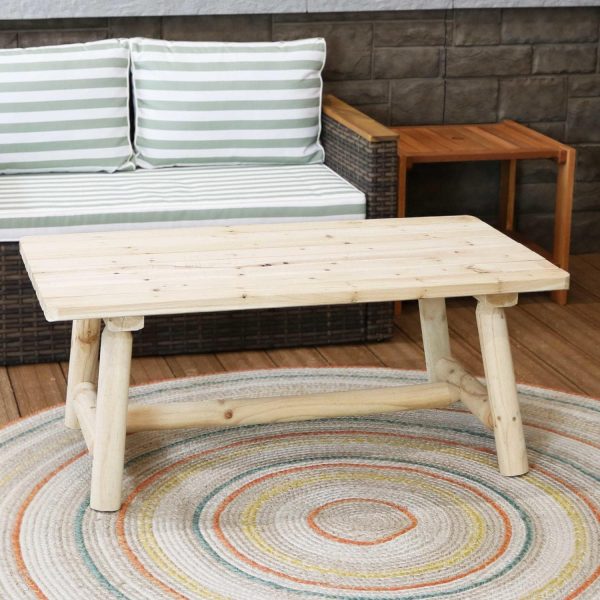 42 X 22 Inch Rectangular Wood Coffee Table in Natural Wood by Ultimate Patio