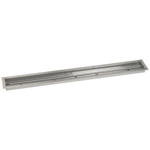 BBQGuys Signature 60 X 6-Inch Stainless Steel Linear Drop-In Fire Pit Pan W/ Built-In Propane Gas H-Burner - SS-LCB-60-LP