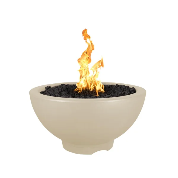 Sonoma 38 Inch Round GFRC Natural Gas Fire Pit w/ Glow Plug in Vanilla by The Outdoor Plus