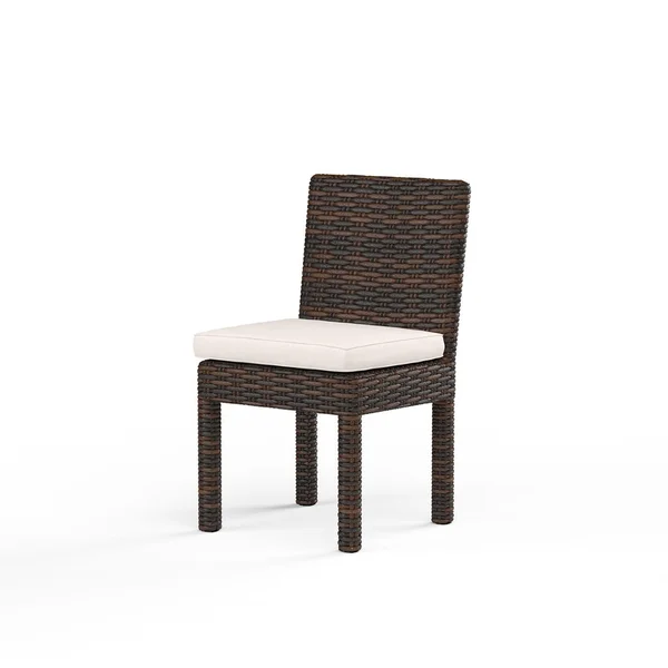 Montecito Wicker Patio Armless Dining Chair in Canvas Natural w/ Self Welt By Sunset West