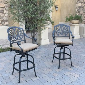 Elisabeth 2 Pc Cast Aluminum Bar Height Bar Stool Set in Antique Bronze/Sesame by Darlee