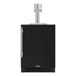 True 24 Inch Right Hinge Outdoor Dual Tap Beverage Dispenser - Matte Black w/ Stainless Handle - TUR-24DD-R-OP-C~DSK-027-H04
