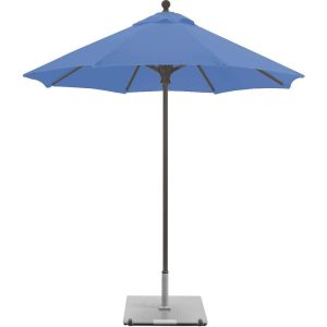 Galtech 7.5 Ft. Commercial Octagonal Aluminum Patio Market Umbrella W/ Push Lift - Antique Bronze Frame W/ Sunbrella Canvas Pacific Blue Canopy