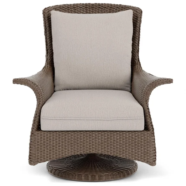 Mandalay Lloyd Loom Swivel Rocker Club Chair in Bark/Remy Cloud by Lloyd Flanders