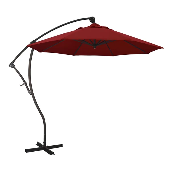 California Umbrella 9 Ft. Octagonal Aluminum Cantilever Patio Umbrella W/ Crank Lift & Aluminum Ribs - Bronze Frame / Sunbrella Canvas Jockey Red Canopy
