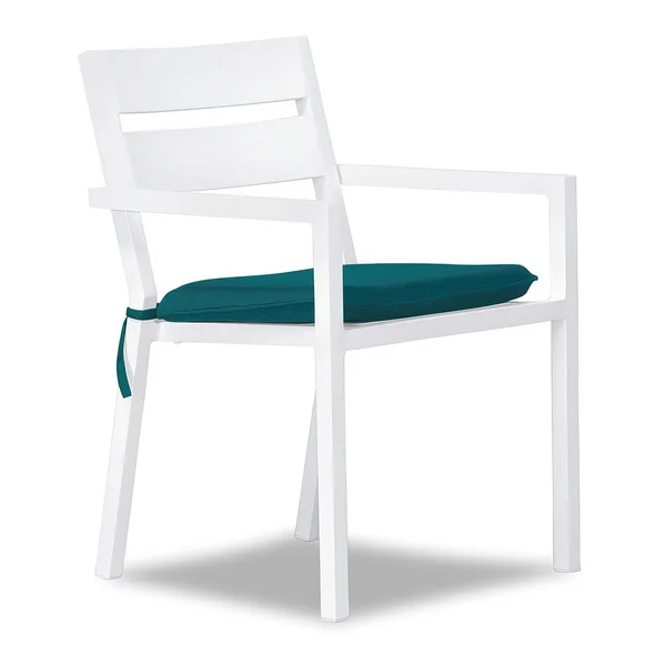 Calm Bay Aluminum Dining Arm Chair in White/Spectrum Peacock by Lakeview Outdoor Designs