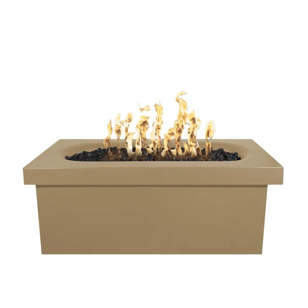 Ramona 60 Inch Rectangular GFRC Natural Gas Fire Pit Table in Brown by The Outdoor Plus
