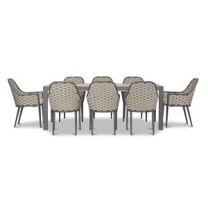Chloe Bay 9 Pc Aluminum Extendable Dining Set in Slate/Barnwood by Lakeview Outdoor Designs