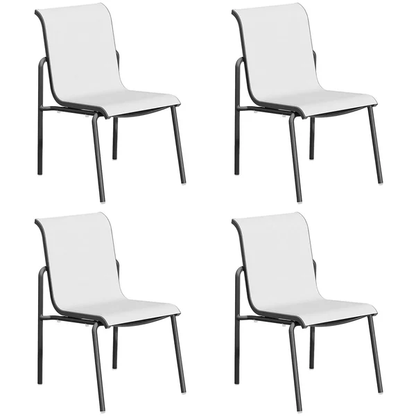 Orso 4 Pc Soft Sling & Aluminum Dining Side Chair in Carbon/Fog By Oxford Garden