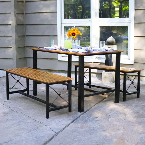 3 Pc Wood Dining Set in European Chestnut By Ultimate Patio