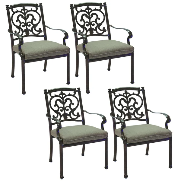 Santa Barbara Cast Aluminum 4 Pc Set Dining Chair Set in Antique Bronze/Sesame by Darlee