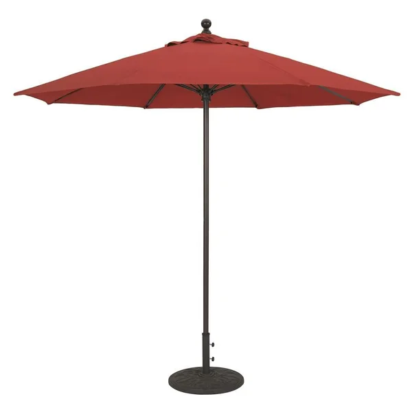 Galtech 9 Ft. Octagonal Aluminum Patio Market Umbrella W/ Push Lift - Black Frame W/ Sunbrella Canvas Henna Canopy