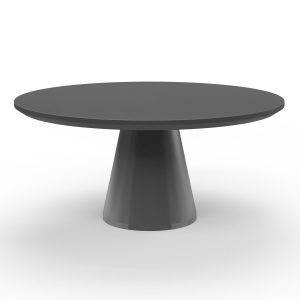 Sunset West Bazaar 63-Inch Round GFRC Patio Pedestal Dining Table - Dark Grey
