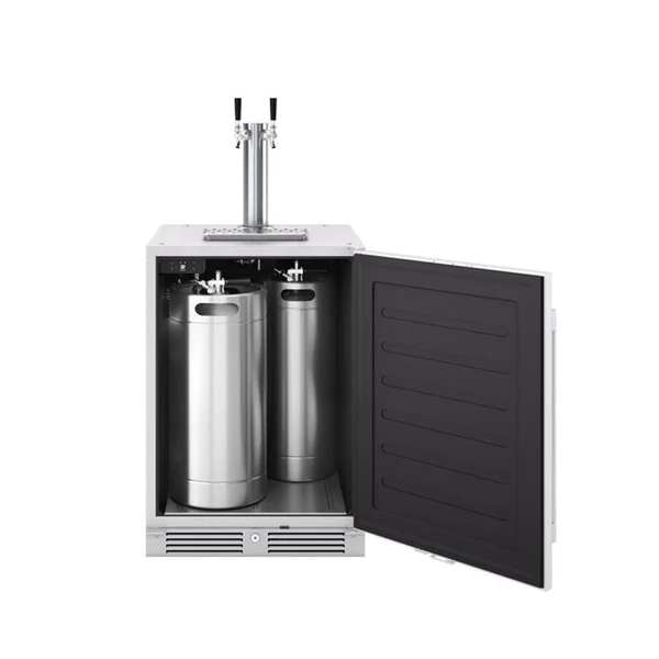 Zephyr Presrv 24 Inch Outdoor Kegerator & Beverage Cooler Double Tap w/ Line Cleaning Kit - PRKB24C01AS-OD