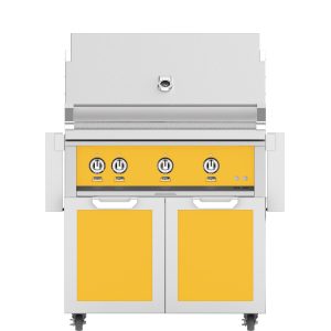 Hestan 36-Inch Natural Gas Grill W/ Rotisserie On Double Door Tower Cart - Sol - GABR36-NG-YW