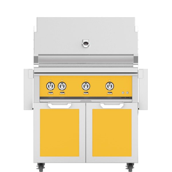Hestan 36-Inch Natural Gas Grill W/ Rotisserie On Double Door Tower Cart - Sol - GABR36-NG-YW
