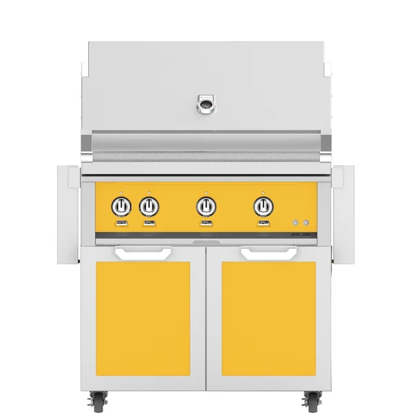 Hestan 36-Inch Natural Gas Grill W/ Rotisserie On Double Door Tower Cart - Sol - GABR36-NG-YW