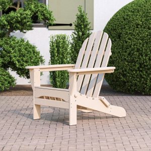 Classic Adirondack Recycled Plastic Folding Adirondack in Sand by POLYWOOD