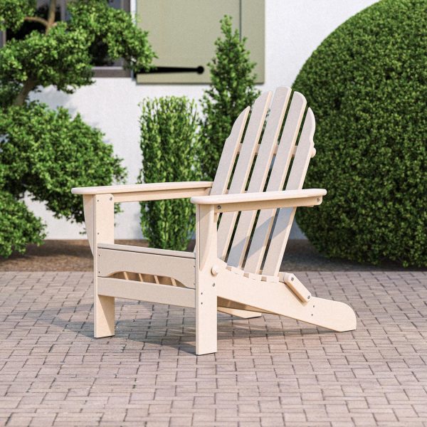 Classic Adirondack Recycled Plastic Folding Adirondack in Sand by POLYWOOD