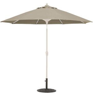 Galtech 9 Ft. Octagonal Aluminum Patio Market Umbrella W/ Crank Lift And Auto Tilt - White Frame W/ Sunbrella Canvas Camel Canopy