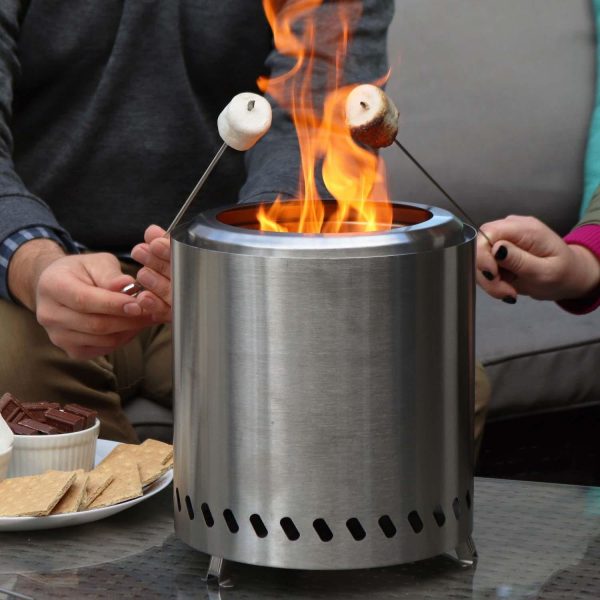 9 Inch Tabletop Smokeless Wood Burning Fire Pit in Stainless Steel By Ultimate Patio