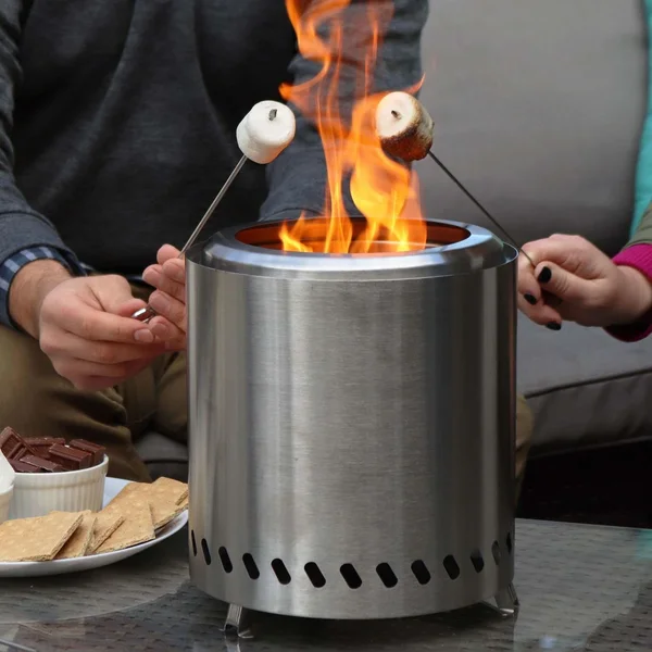 9 Inch Tabletop Smokeless Wood Burning Fire Pit in Stainless Steel By Ultimate Patio