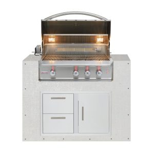 BBQGuys Signature 48-Inch Ready for Finish Outdoor Kitchen Module w/ Blaze Professional LUX 34-Inch Propane Grill & Double Drawer & Door Combo