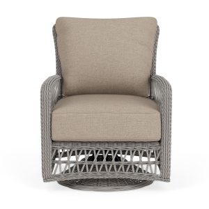 Mackinac Wicker Swivel Glider Club Chair in Putty/Demo Oatmeal by Lloyd Flanders