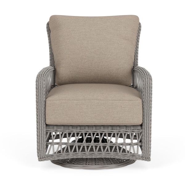 Mackinac Wicker Swivel Glider Club Chair in Putty/Demo Oatmeal by Lloyd Flanders