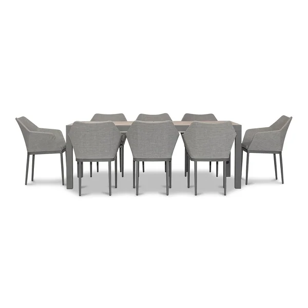 Starlook Bay 9 Pc Aluminum Dining Set - Extendable in Slate/Barnwood by Lakeview Outdoor Designs