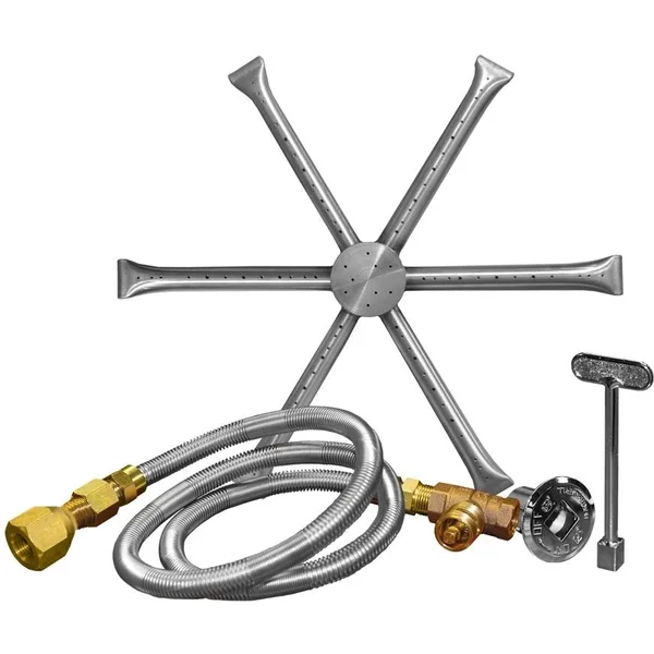 Firegear 12-Inch Burning Spur Natural Gas Fire Pit Burner Kit Without Pan - Match Light Ignition