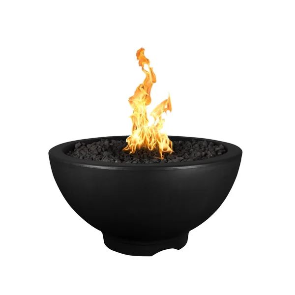 Sonoma 38 Inch Round GFRC Natural Gas Fire Pit in Black by The Outdoor Plus