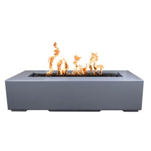 Regal 60 Inch Rectangular GFRC Natural Gas Fire Pit w/ Glow Plug in Gray by The Outdoor Plus