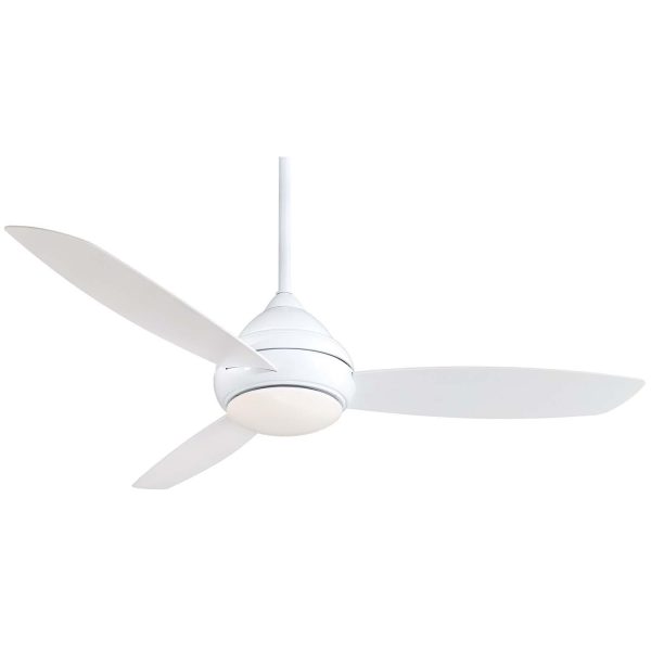 Minka-Aire Concept I Wet 58-Inch 3-Blade Ceiling Fan in White Finish W/ White Blades & White Opal Glass - F477L-WH