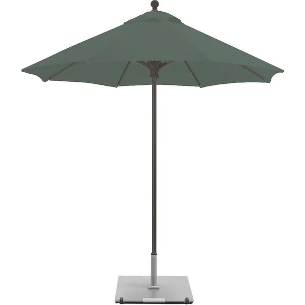 Galtech 7.5 Ft. Commercial Octagonal Aluminum Patio Market Umbrella W/ Push Lift - Antique Bronze Frame W/ Sunbrella Canvas Forest Green Canopy
